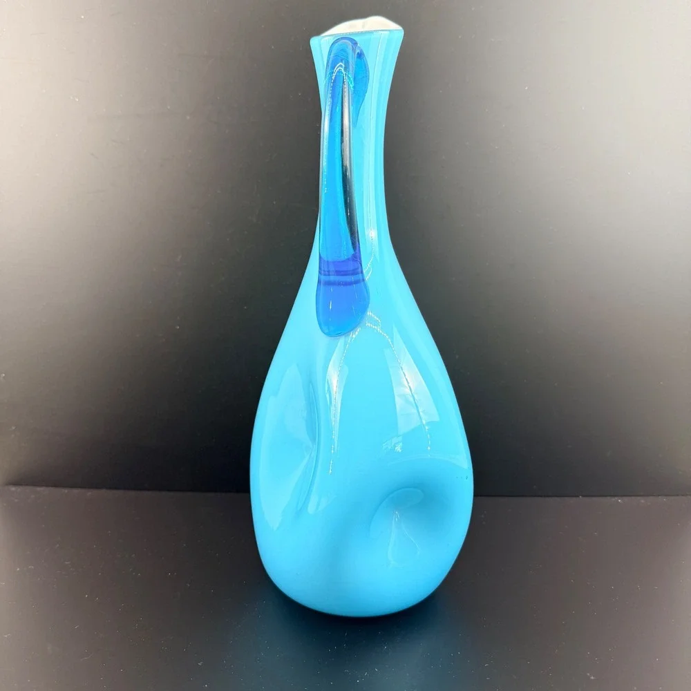 Stelvia Italy‎ Cased Blue Pinched Pitcher Blue Handle Mid Century Modern 13